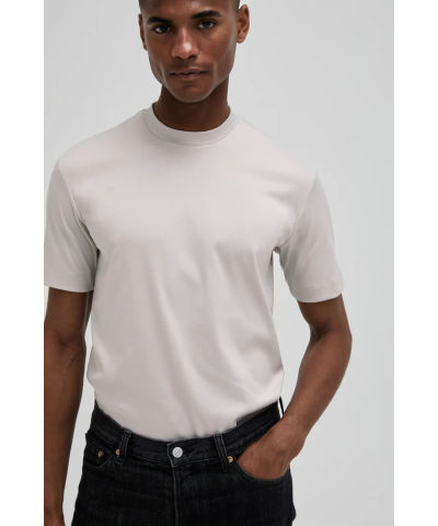 Valenza Interlock supima fitted t- shirt pearl grey
